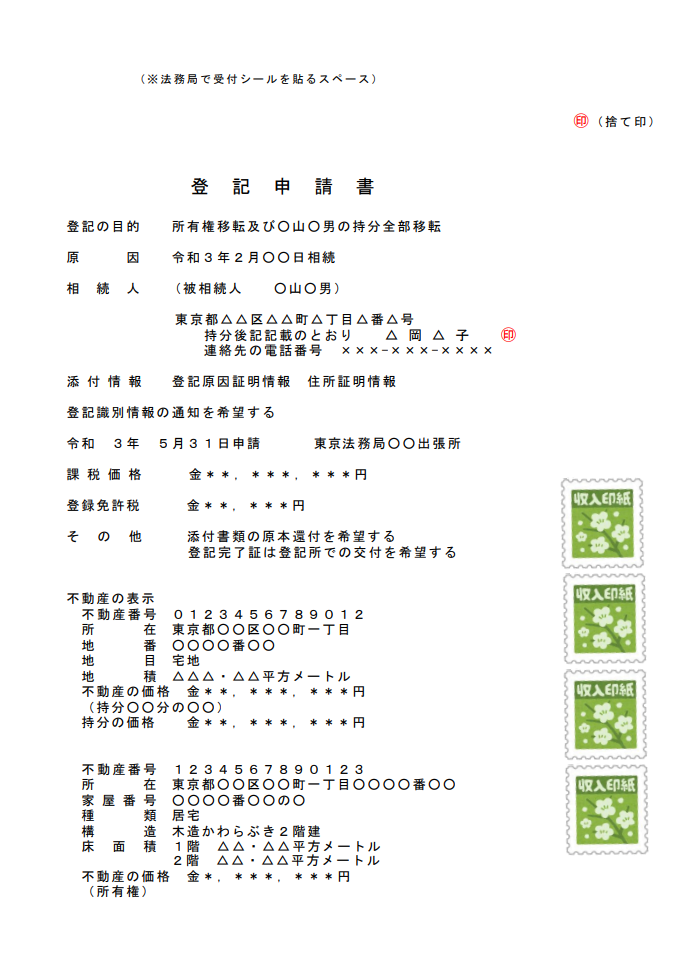 登記申請書提出: 相続手続きを自分でやってみた記録 2021～2023